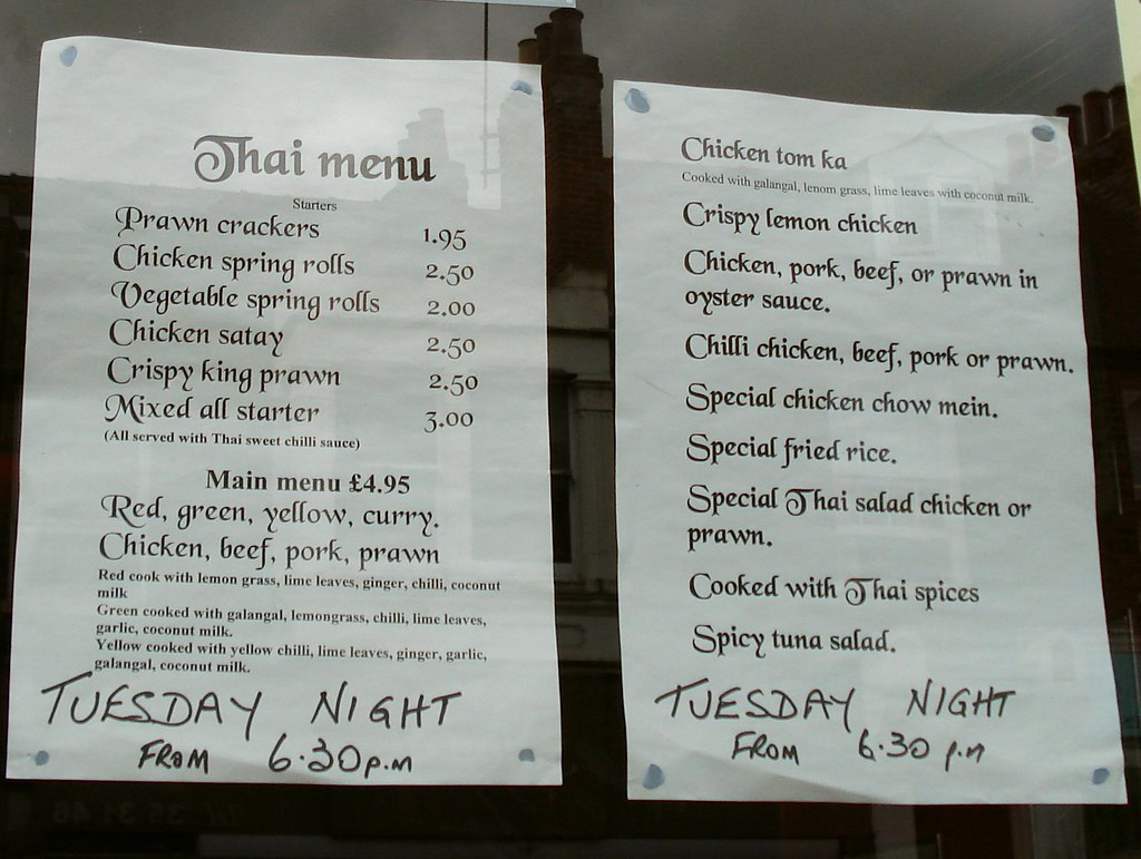 Thai Menu